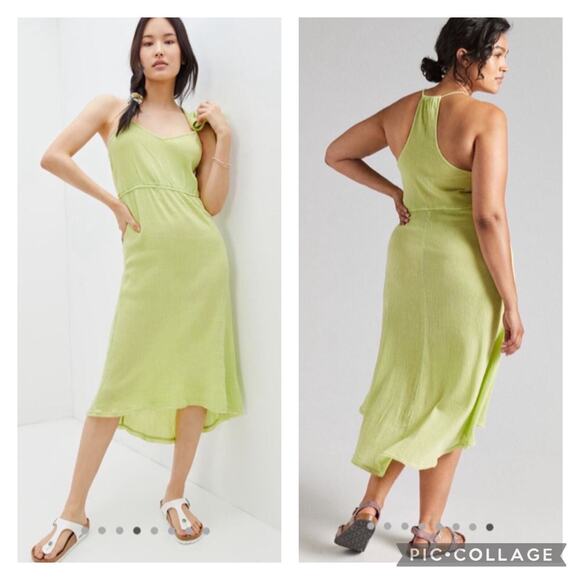 Anthropologie Dresses & Skirts - Anthropologie Daily Practice Lime Green Gauzy Cotton Midi Dress Comfy Size Large